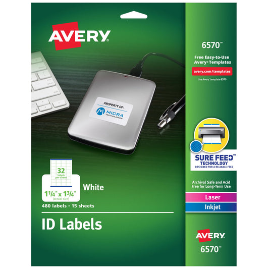 Avery Laser Inkjet Printer Permanent ID Labels
