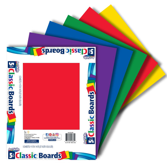 ArtSkills 11" x 14" Poster Board, School and Craft Supplies, Bold Assorted, 5-Pack