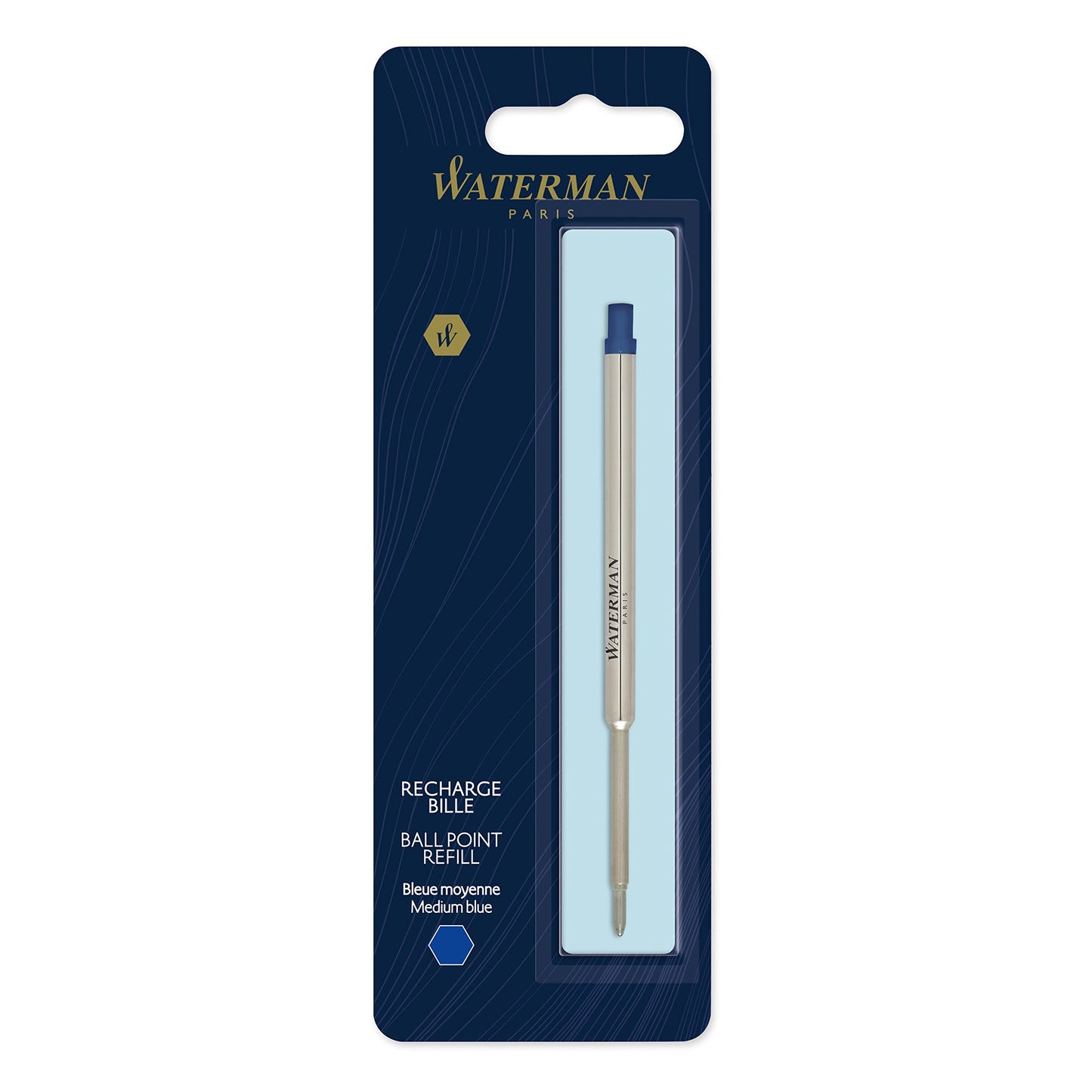 Waterman Ballpoint Pen Refill, Medium Tip, Blue Ink, 1 Count