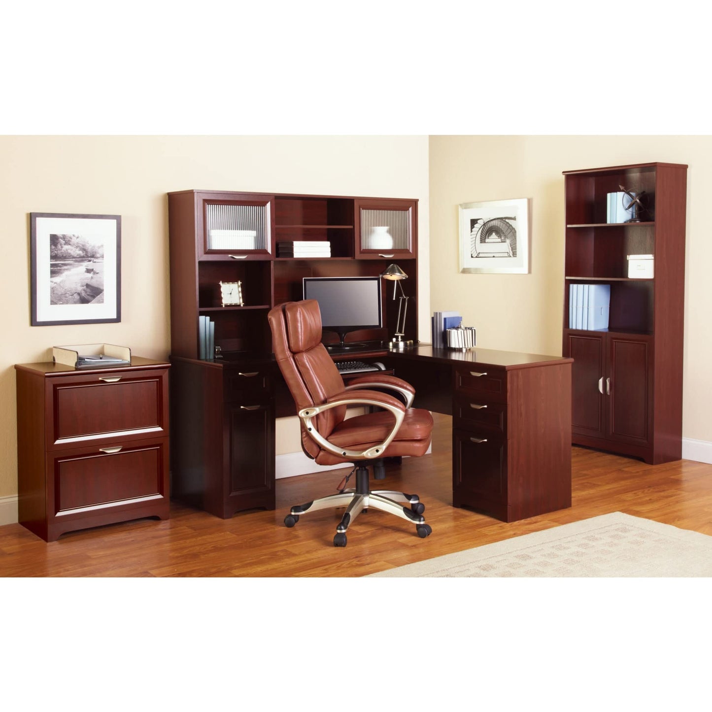 Realspace� Magellan 59"W L-Shape Corner Desk, Classic Cherry