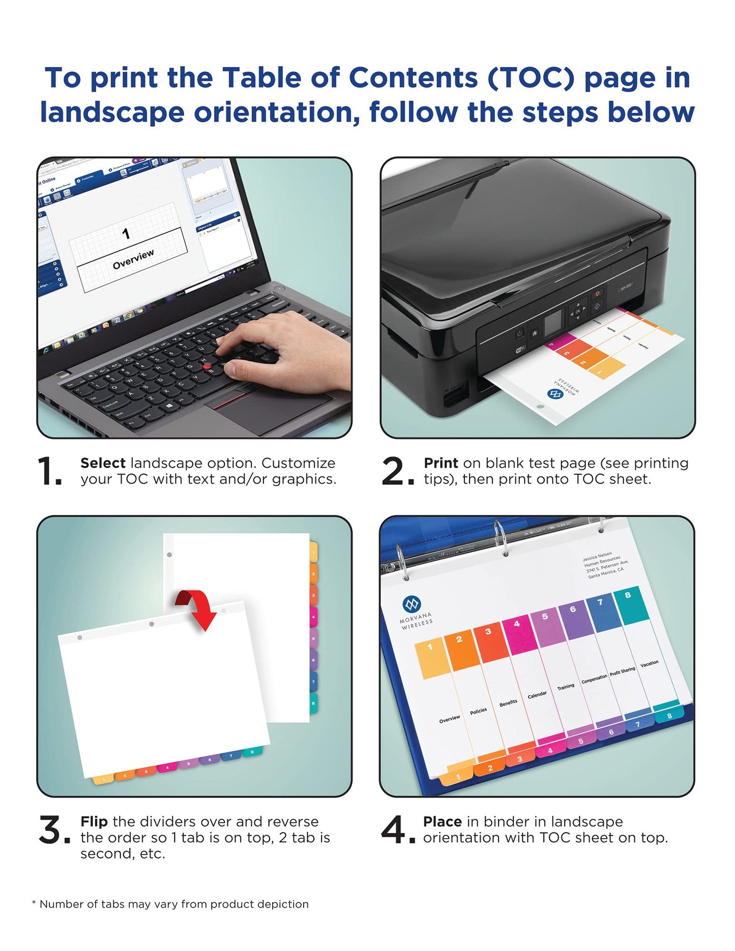 Avery 12 Tab Dividers for 3 Ring Binders, Customizable Table of Contents, Multicolor Tabs, 1 Set (11141)
