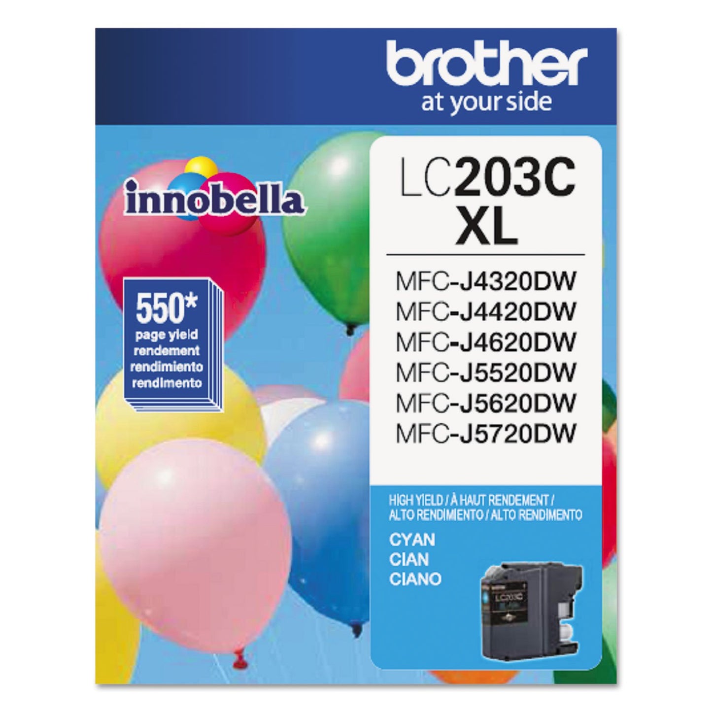 Brother Printer LC203C High Yield Ink Cartridge, Cyan