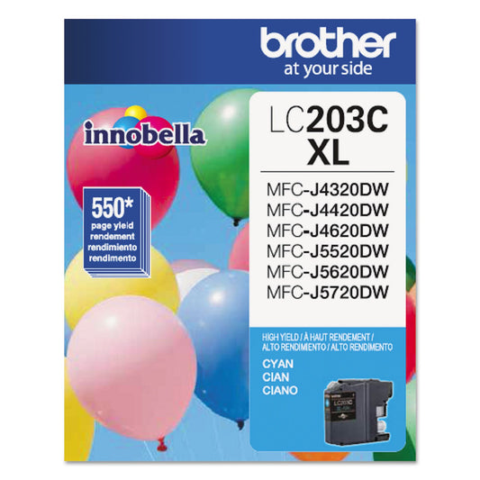 Brother Printer LC203C High Yield Ink Cartridge, Cyan
