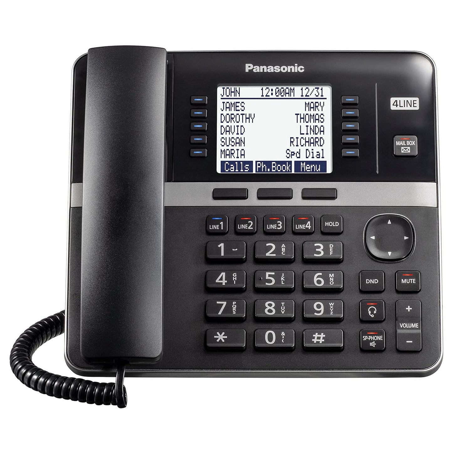 Panasonic Office Phone System, Corded Base Station with 4-Lines Expandable with Up to 10 Compatible Panasonic Business Phones Wirelessly - KX-TGW420B (Black)