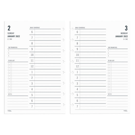 TUL® Discbound Daily Refill Pages, Junior Size, January To December 2022, TULJRFLR-1PG