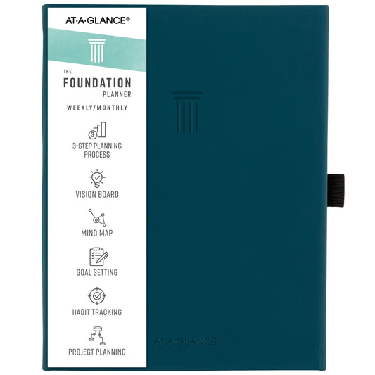 AT-A-GLANCE Foundation Planner, Undated Inspiration Journal, Set Goals, Track Progress, Create Habits, Weekly & Monthly, Small, 5-1/2" x 8-1/2, Blue (FD-200-20)