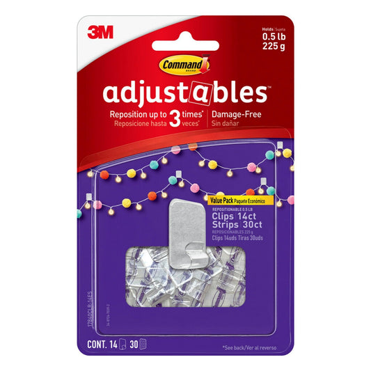 3m 17840clr-14es Command Adjustables Hooks, Small