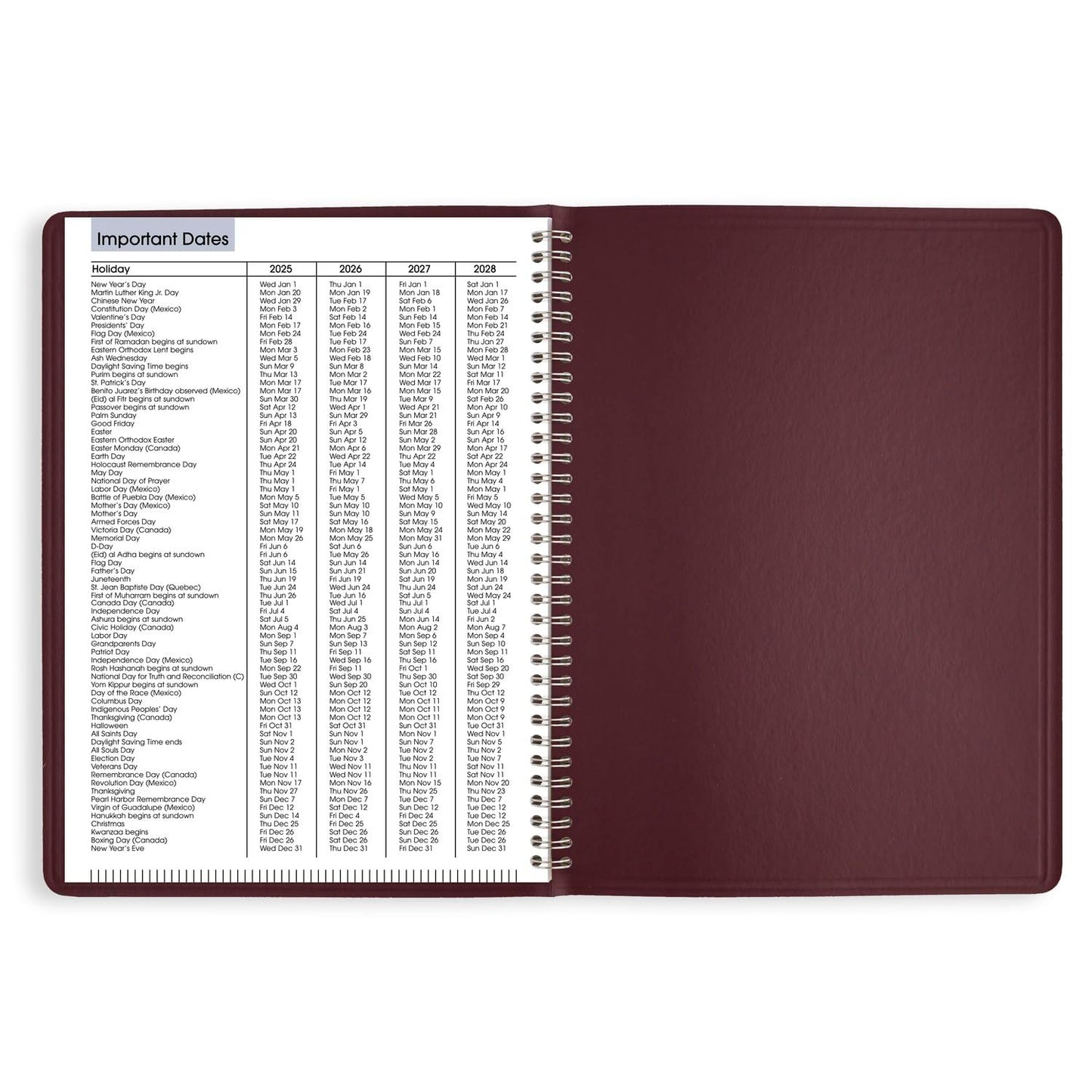 AT-A-GLANCE 2025 Appointment Book Planner, Weekly, 8" x 11", Large, Quarter-Hourly, DayMinder, Burgundy (G5201425)