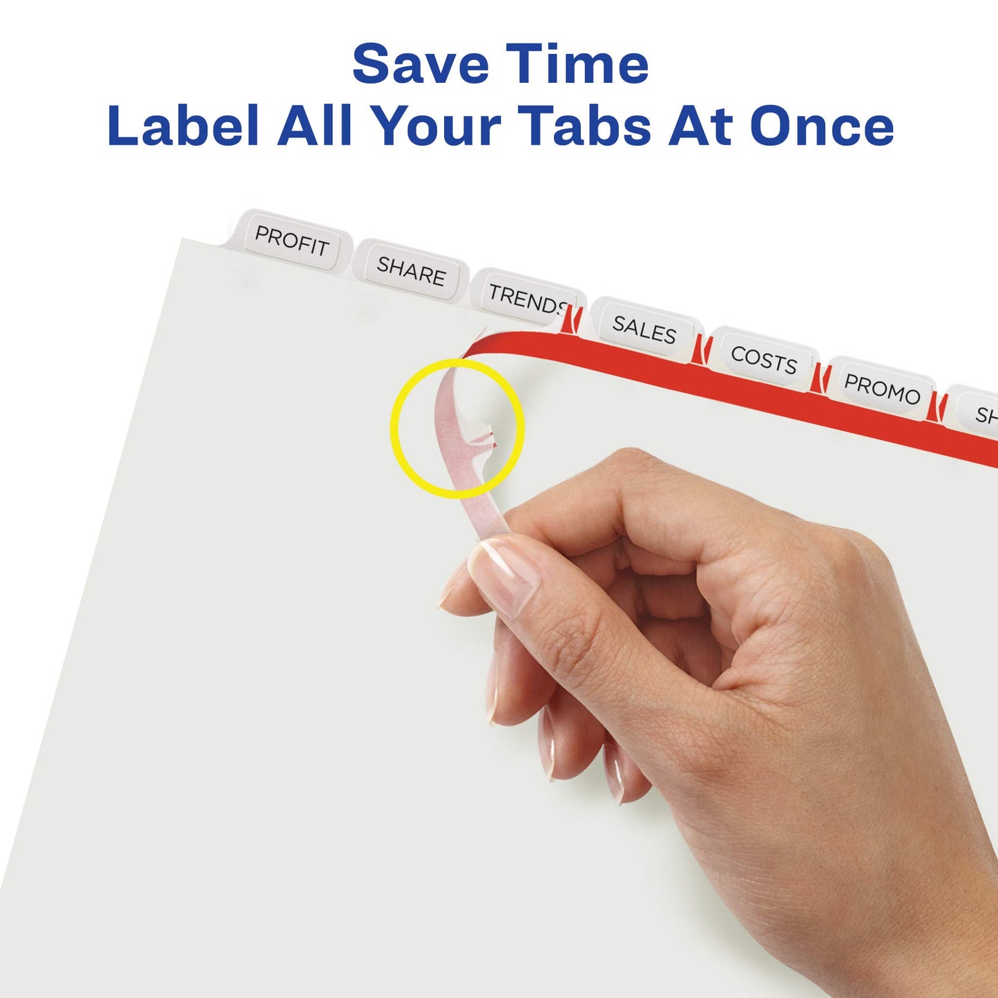 Avery 8 Tab Unpunched Dividers for Use with Any Binding System, Easy Print & Apply Clear Label Strip, Index Maker Customizable White Tabs, 5 Sets (11432)