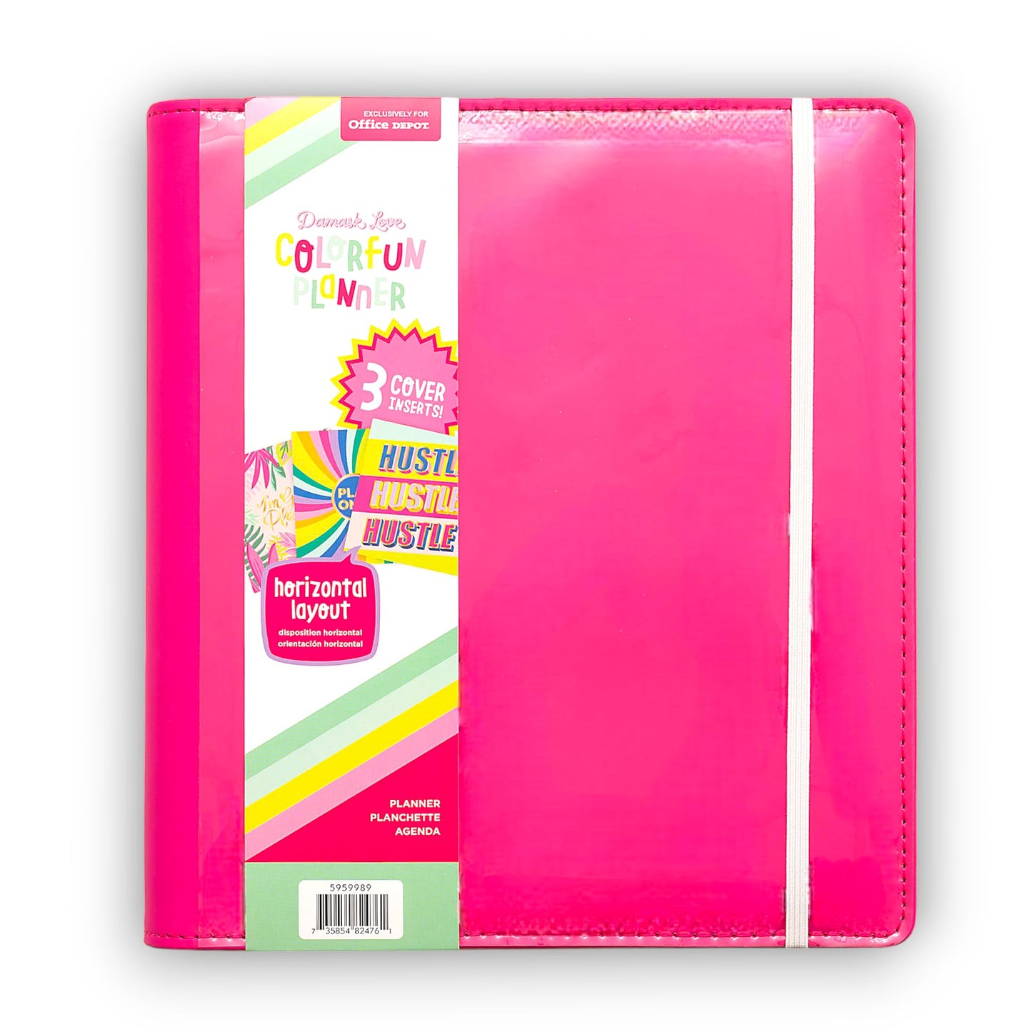 American Crafts Damask Love Colorfun Planner, 8-1/2" x 9-1/2", Pink Hustle, 356264