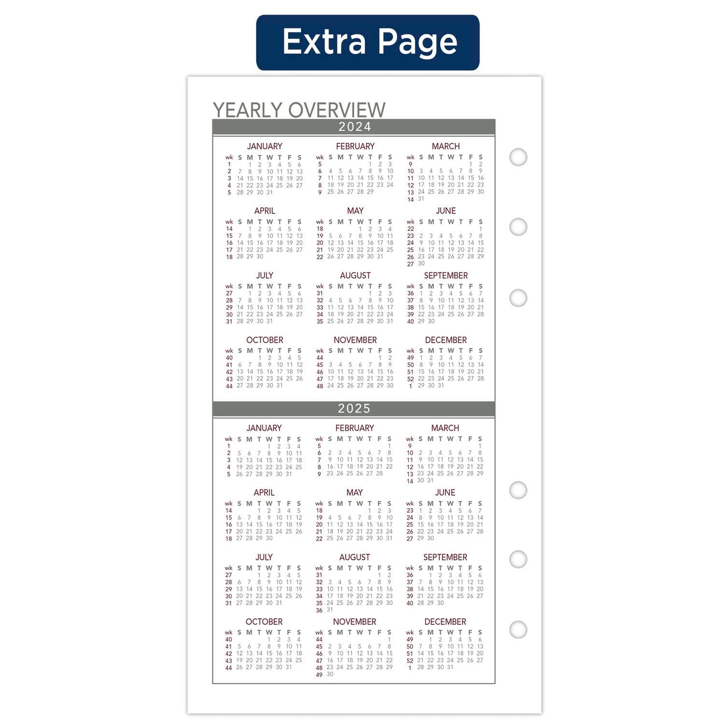 AT-A-GLANCE 2024 Monthly Planner Refill, 3-3/4" x 6-3/4", Portable Size 3, Loose-Leaf (063-685Y)