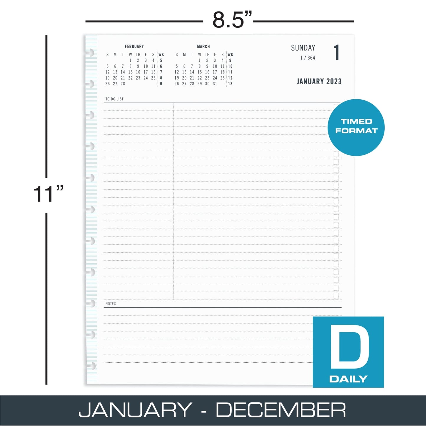 TUL® Discbound Daily Refill Pages, Letter Size, Fashion, January to December 2023