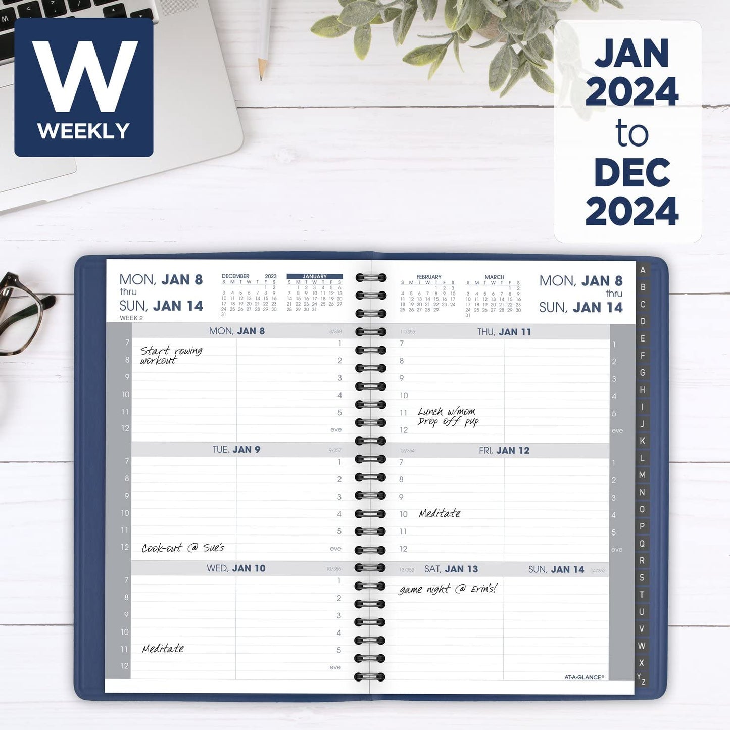 AT-A-GLANCE 2024 Weekly Appointment Book Planner, 5" x 8", Small, Fashion, Blue (701082024)