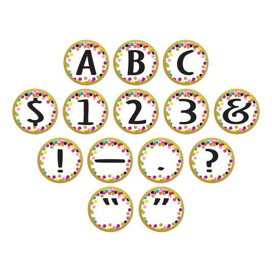 Teacher Created Resources Circle Letters Bulletin Board Accents, 3-1/2", Confetti, Pack of 216 Letters