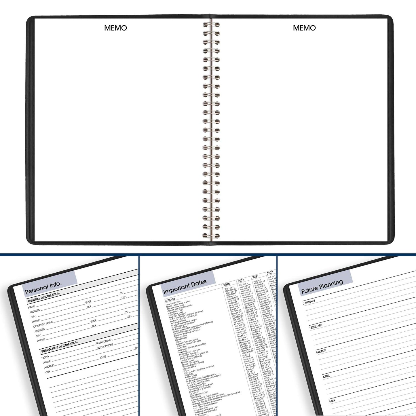 AT-A-GLANCE 2025 Planner, Monthly, 7" x 8-3/4", Medium, DayMinder, Black (G4000025)