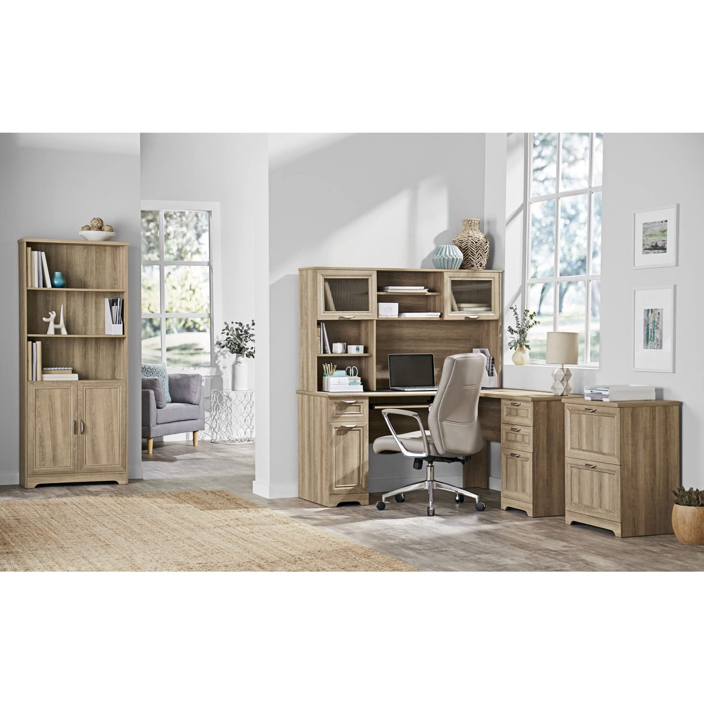 Realspace� Magellan 58" Hutch for Corner/L-Desk, Blonde Ash