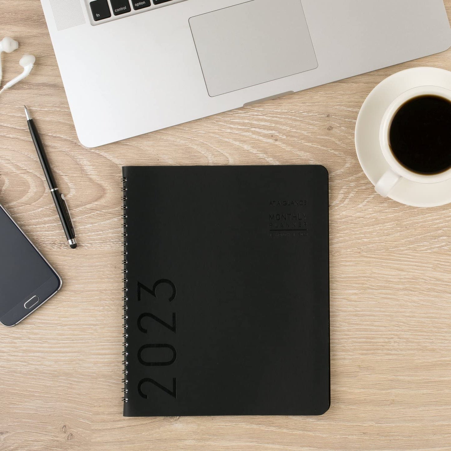 AT-A-GLANCE 2023 Monthly Planner, 12 Month Pocket Calendar, 7" x 8-3/4", Medium, Monthly Tabs, Faux Leather, Contemporary, Black (70120X05)