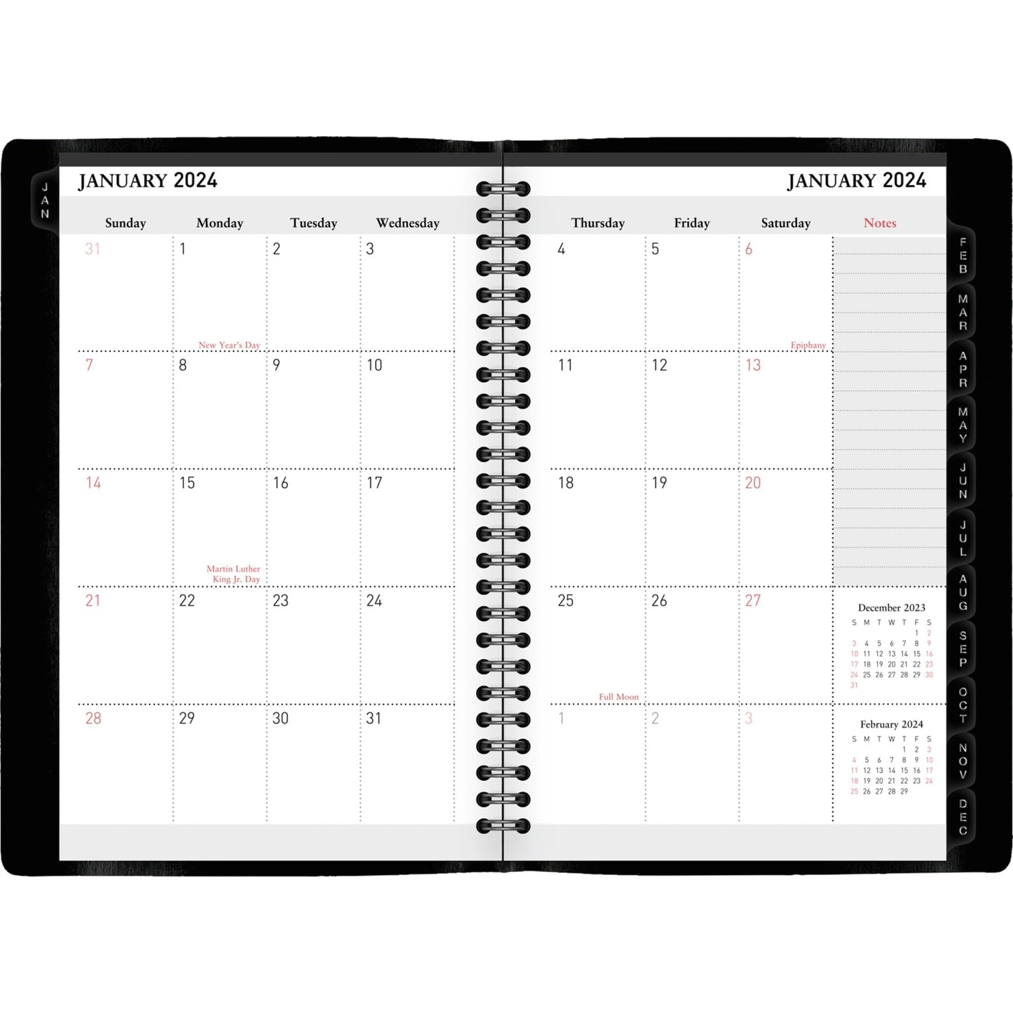 2024 Office Depot® Brand Weekly/Monthly Planner, 5" x 8", Black, January to December 2024, OD711400