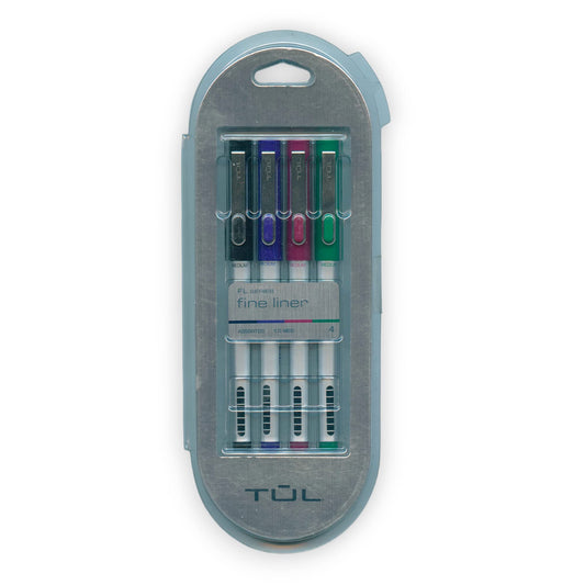 TUL Fine Liner Felt-Tip Assorted Pens, 1.0 mm, Medium Black, Blue, Violet, Green