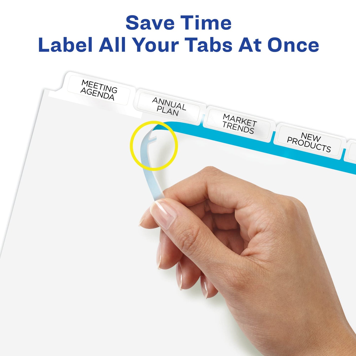 Avery 5 Big Tab Dividers for 3 Ring Binder, Easy Print & Apply Clear Label Strip, Index Maker Customizable White Tabs, 1 Set (11490)