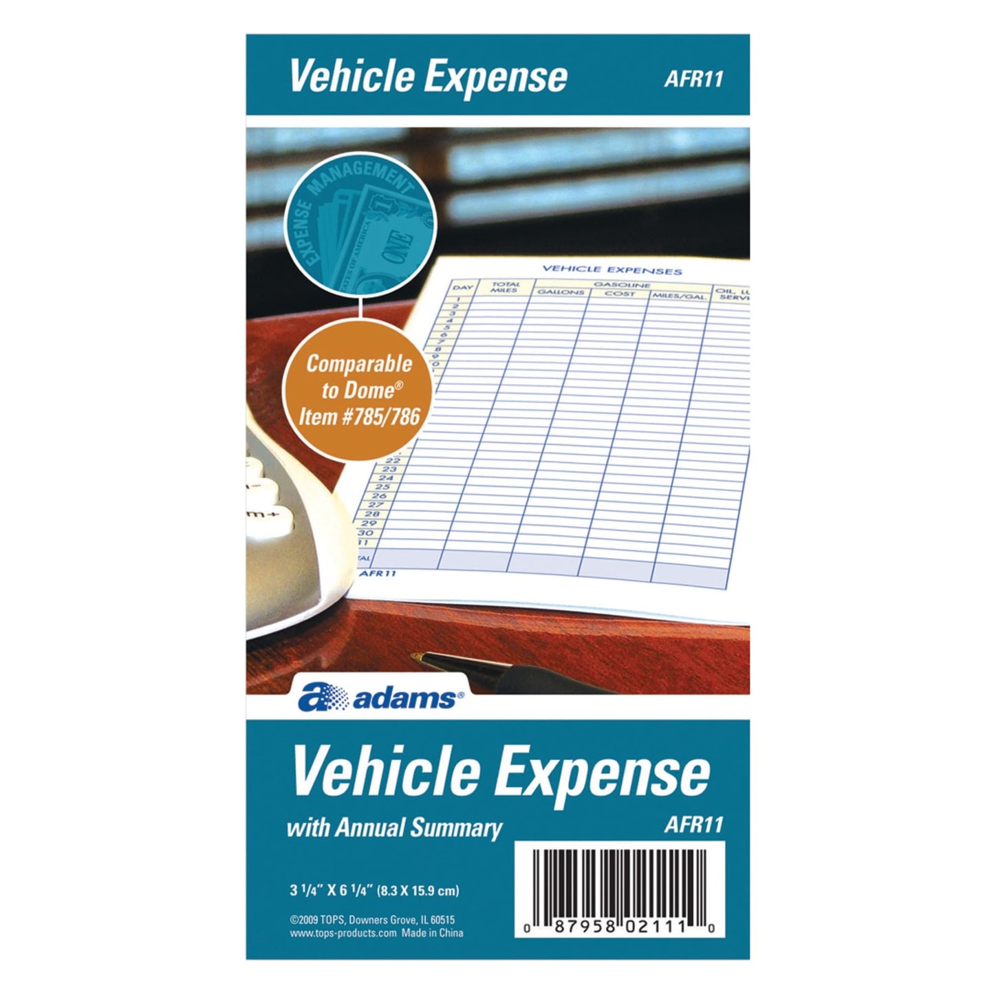 Adams Vehicle Expense Journal, , 3.25 x 6.25 Inches, White (AFR11)