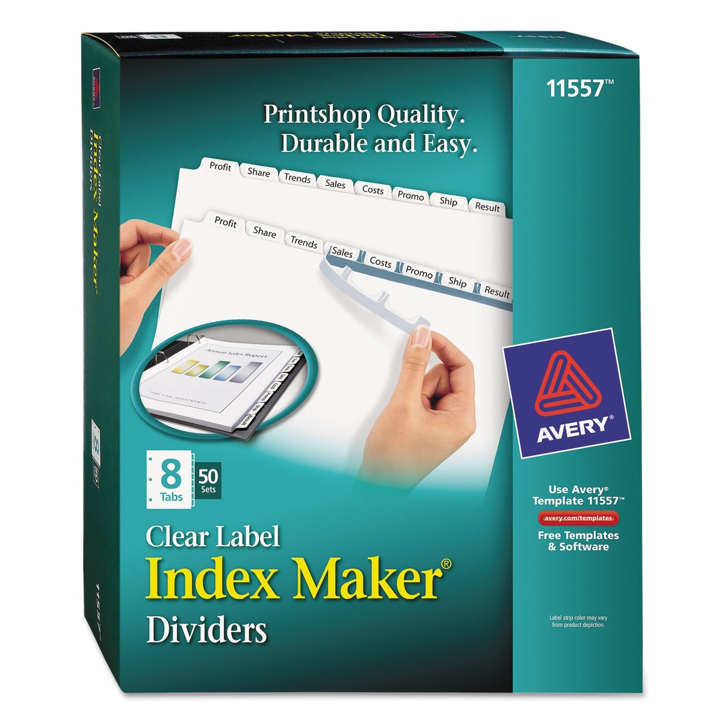 Avery 11557 Index Maker, Laser, Punched, 8-Tabs, 50 St/Bx, 8-1/2-Inch X11-Inch,Cl