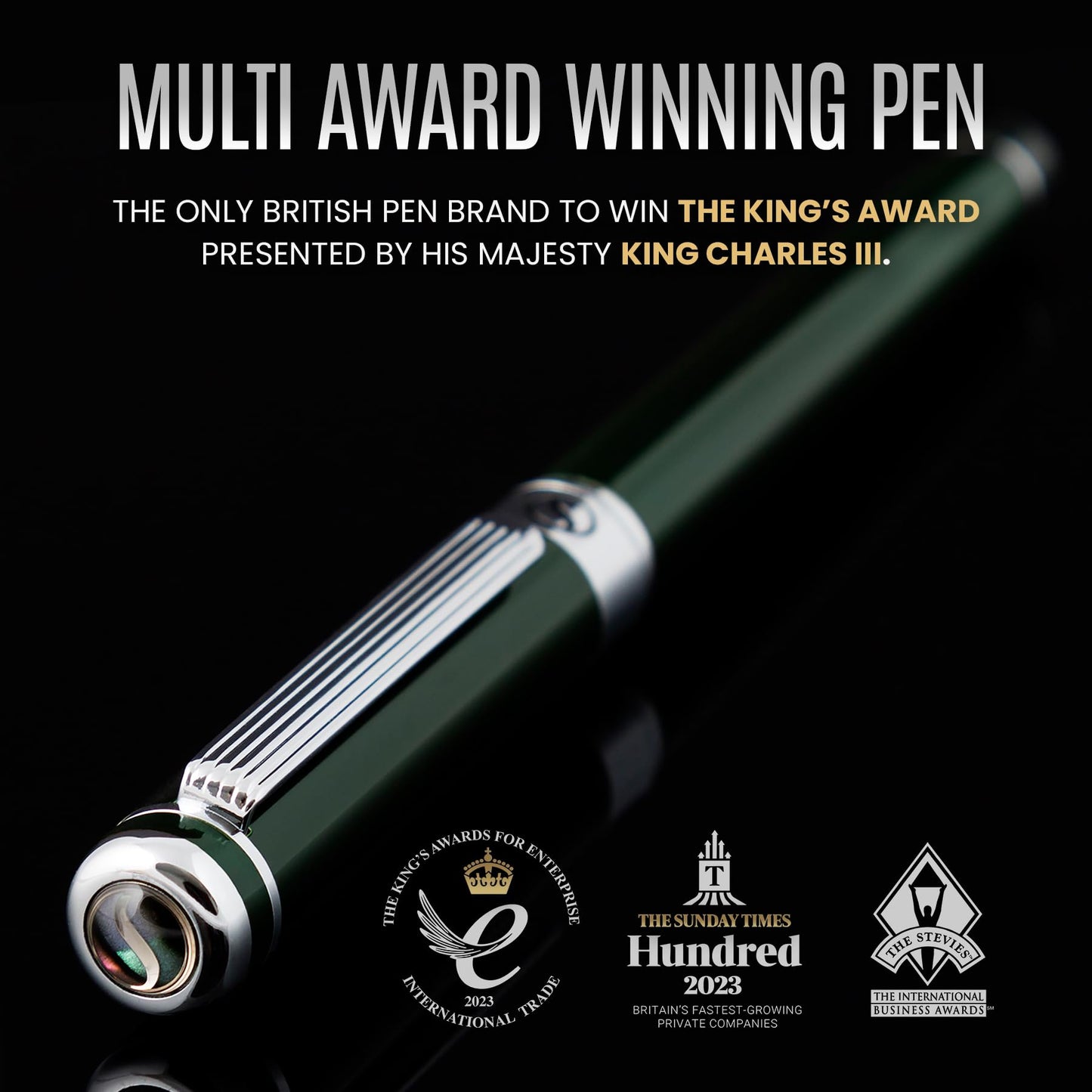 Scriveiner British Racing Green Rollerball - Stunning Luxury Rollerball Pen, Chrome Finish, Schmidt Ink Refill, Best Roller Ball Pen Gift Set for Men & Women, Professional, Executive Office, Nice Pens