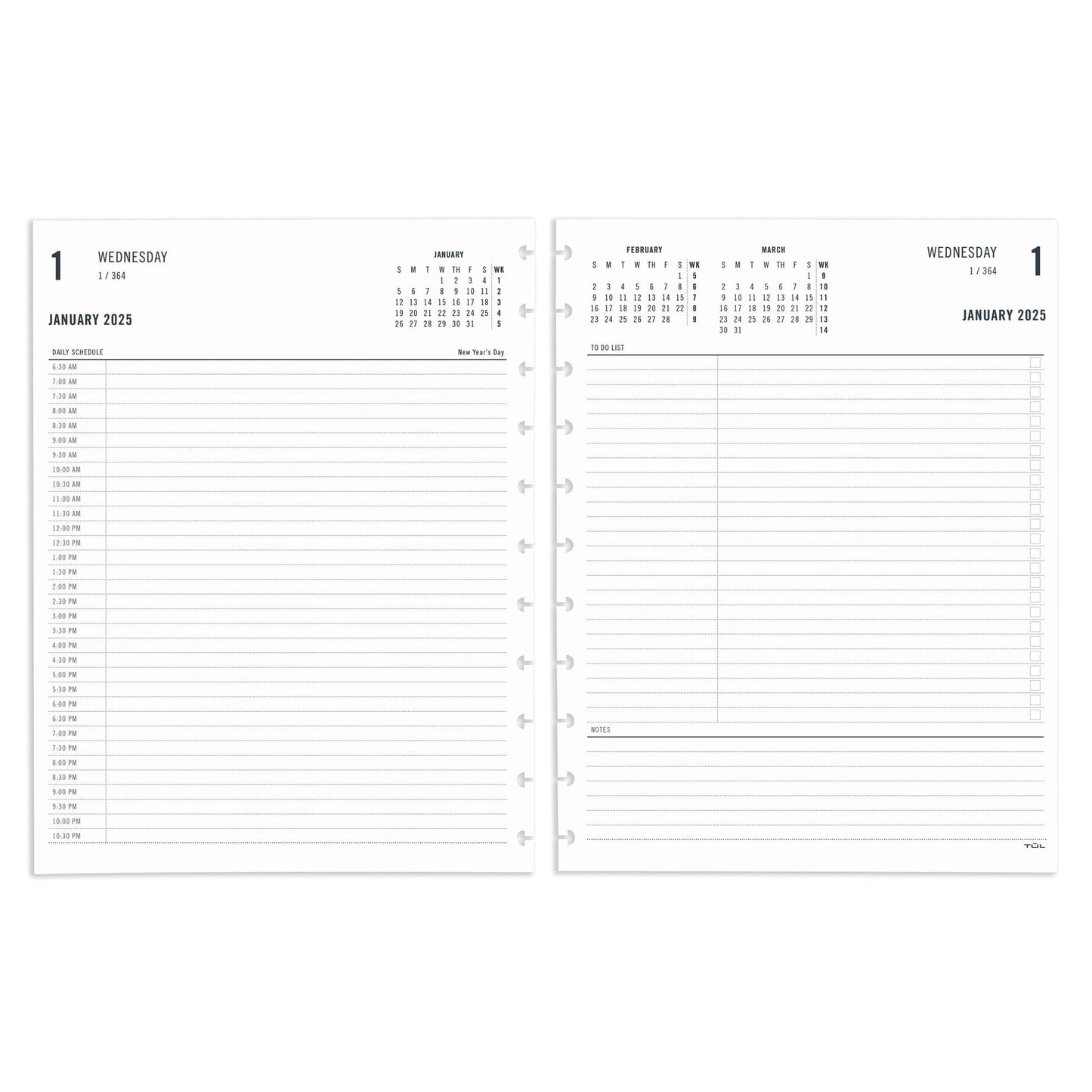 2025 TUL® Discbound Daily Planner Refill Pages, Letter Size, January To December