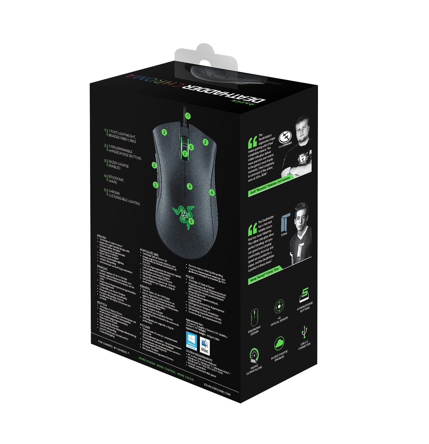 Razer DeathAdder Chroma - Multi-Color Ergonomic Gaming Mouse - 10,000 DPI Sensor - Comfortable Grip - World's Most Popular Gaming Mouse