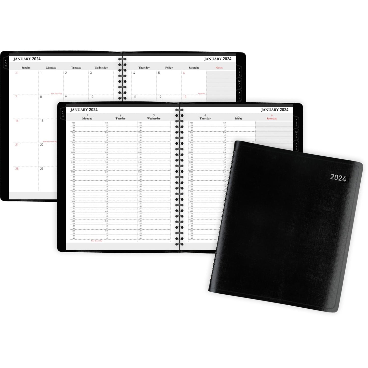 2024 Office Depot® Brand Weekly/Monthly Planner, 7" x 9", Black, January to December 2024, OD71160024