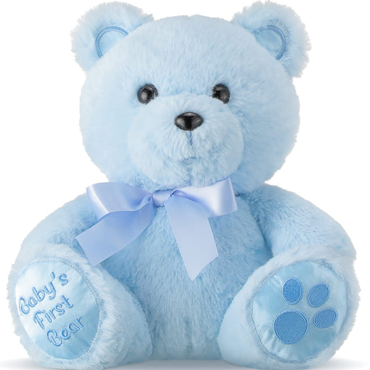 Chalyna 10 Inch Bear Stuffed Animal First Bear Baby Shower Bear Plush Toy for Christmas Party Gift Wedding Birthday(Blue)
