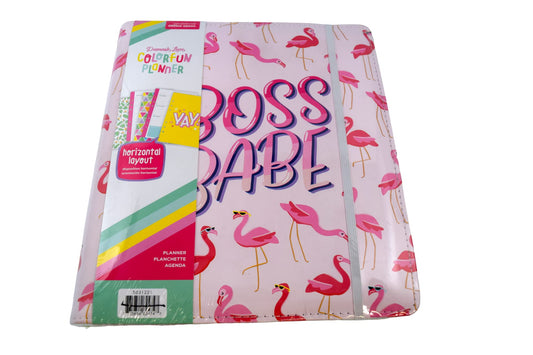 American Crafts Damask Love Colorfun Planner, 8-1/2" x 9-1/2", Flamingo Boss, 356265