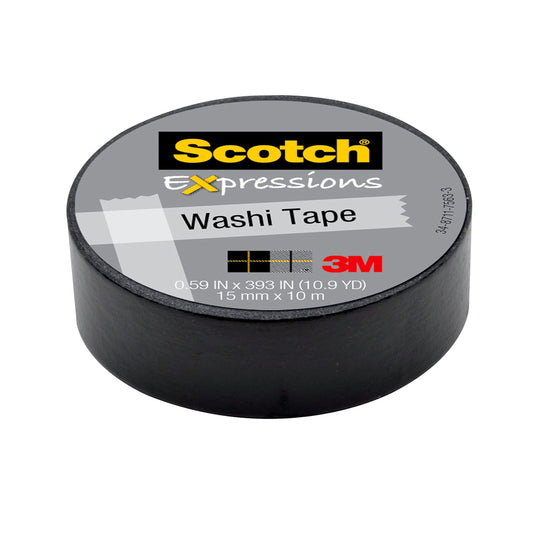 Scotch Expressions Washi Tape.59" x 393", 1 Roll/Pack, Black (C314-BLK)