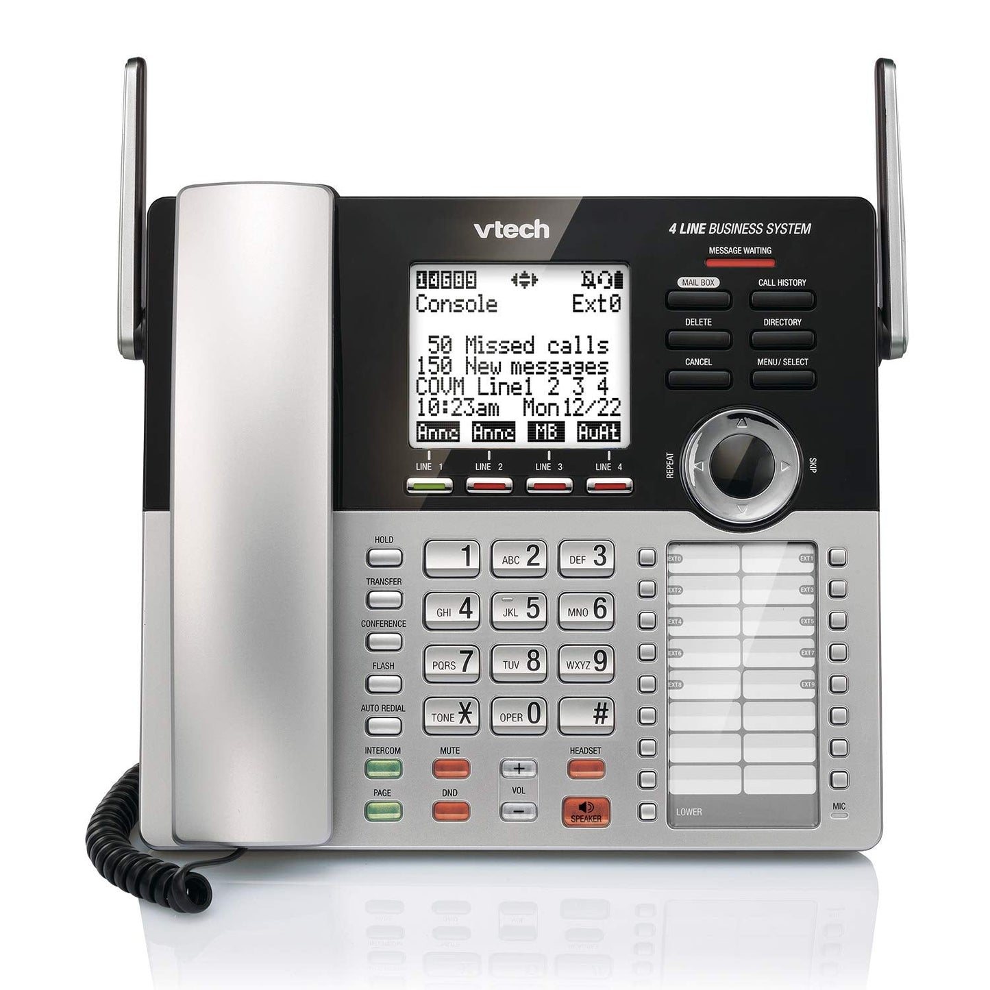 VTech CM18445 Main Console - DECT 6.0 4-Line Expandable Small Business Office Phone with Answering System