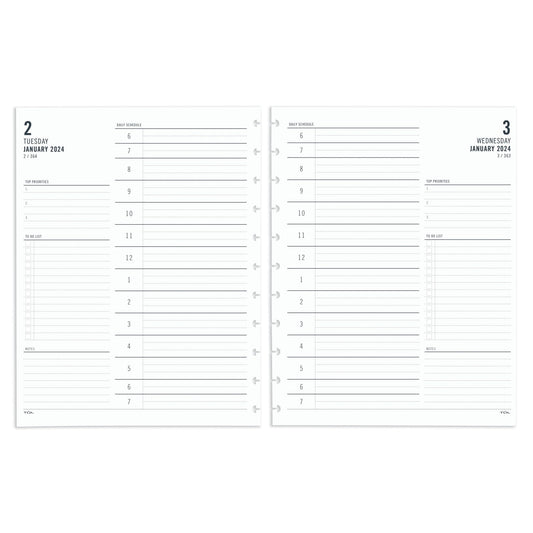 2024 TUL® Discbound Daily Planner Refill Pages, Hourly Appointment Times, Letter Size, January to December