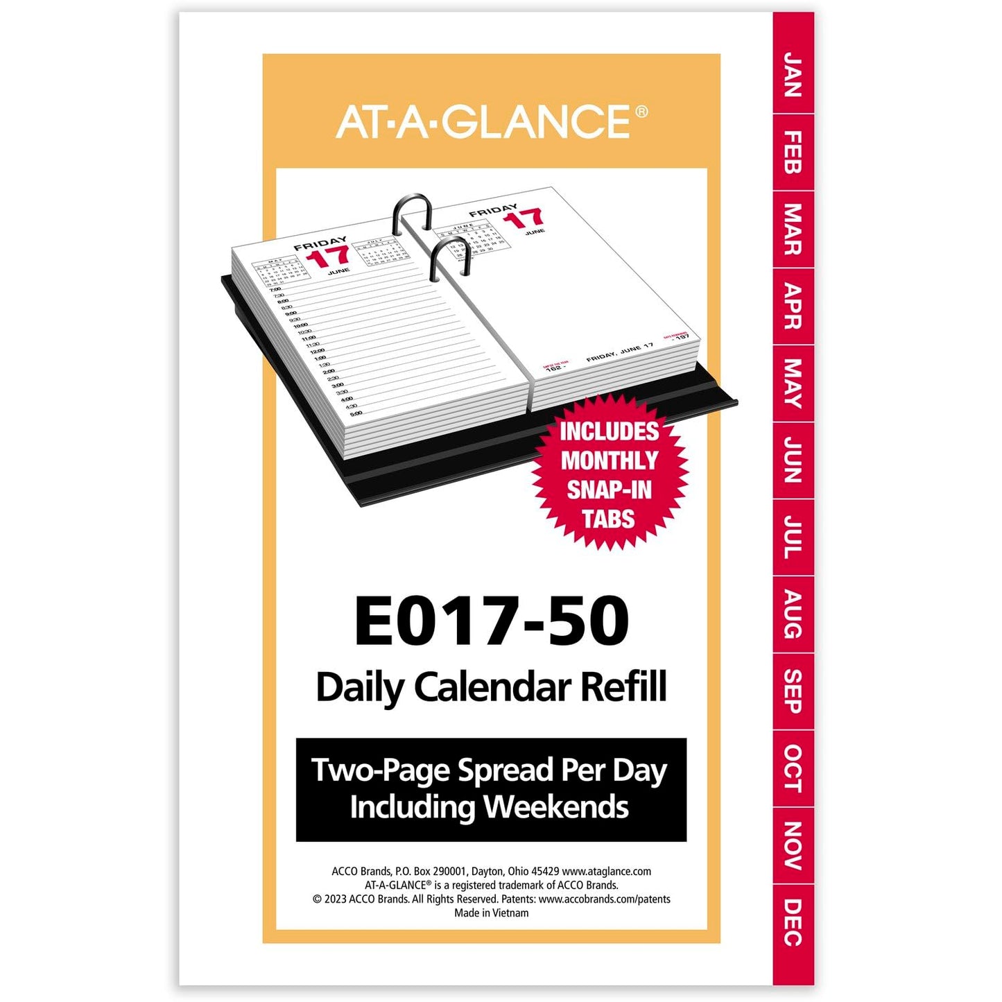 AT-A-GLANCE 2025 Desk Calendar Refill, Daily, 3-1/2" x 6", Standard, Loose-Leaf (E0175025)