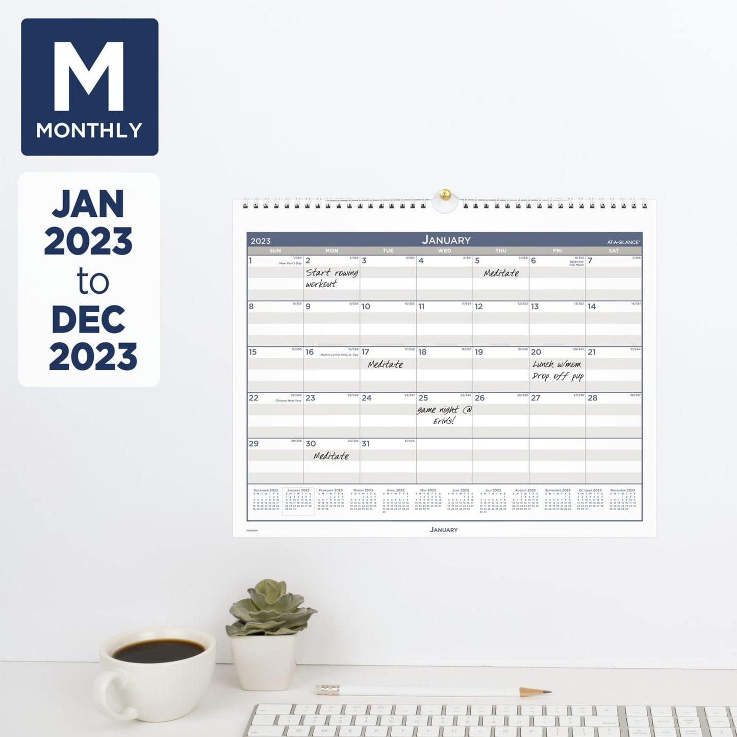 AT-A-GLANCE Multi Schedule Wall Calendar, 15 x 12, White/Gray Sheets, 12-Month (Jan to Dec): 2023