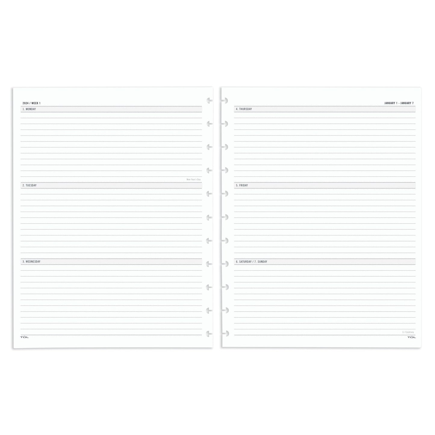 2024 TUL® Discbound Weekly/Monthly Planner Refill Pages, Letter Size