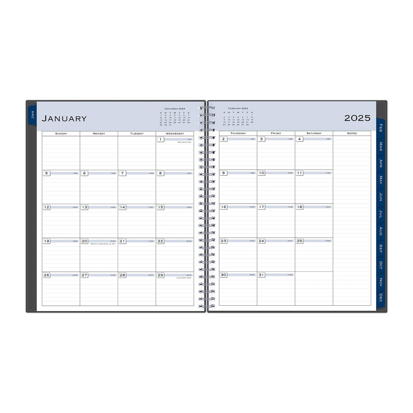 2025 Blue Sky Monthly Planning Calendar, 8" x 10", Passages Charcoal Gray, January to December