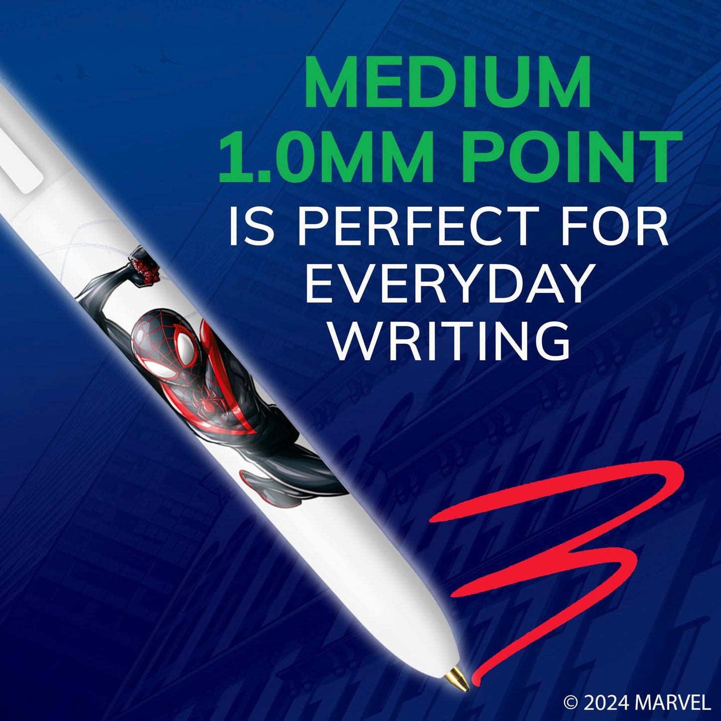 BIC 4-Color Marvel's Spider-Man Miles Morales Edition Retractable Ball Pens, Medium Point (1.0mm), 2-Count Pack, Retractable Ball Pen With Long-Lasting Ink
