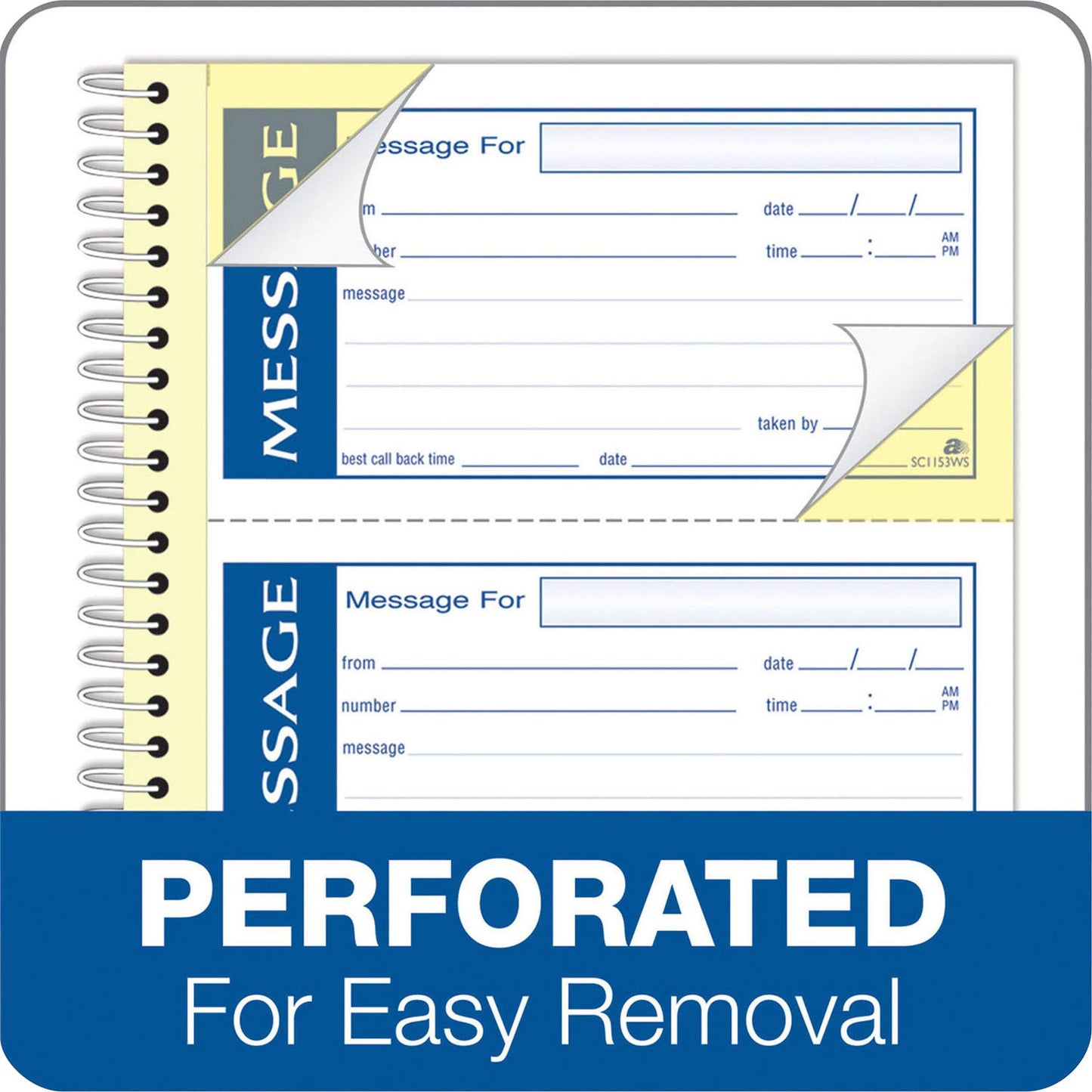 Adams Write 'N Stick Message Pad, 2-Part, Carbonless, Blue, 5-1/4" x 11", 200 Sets per Book (SC1153WS) (Pack of 2)