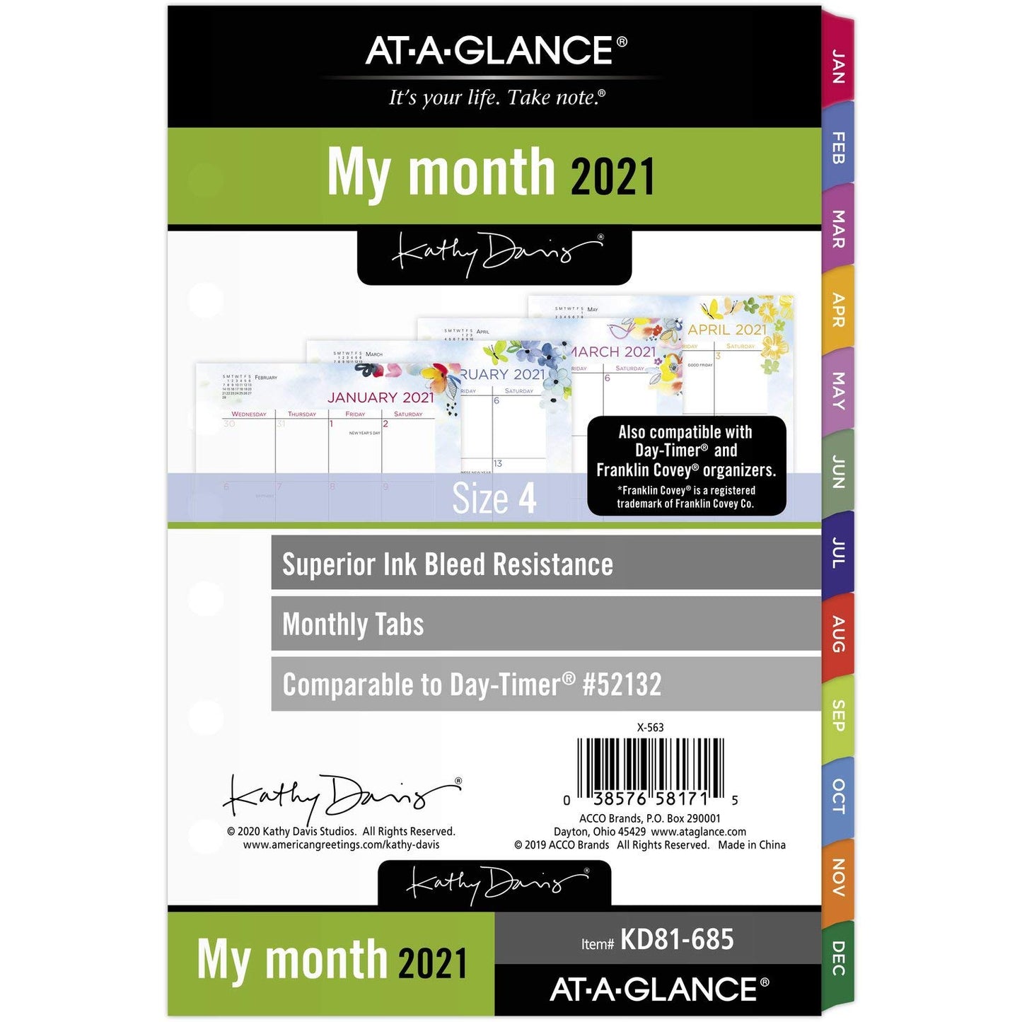 2021 Monthly Planner Refill by AT-A-GLANCE, 52132 DAY-TIMER, 5-1/2" x 8-1/2", Size 4, Kathy Davis (KD81-685-21)