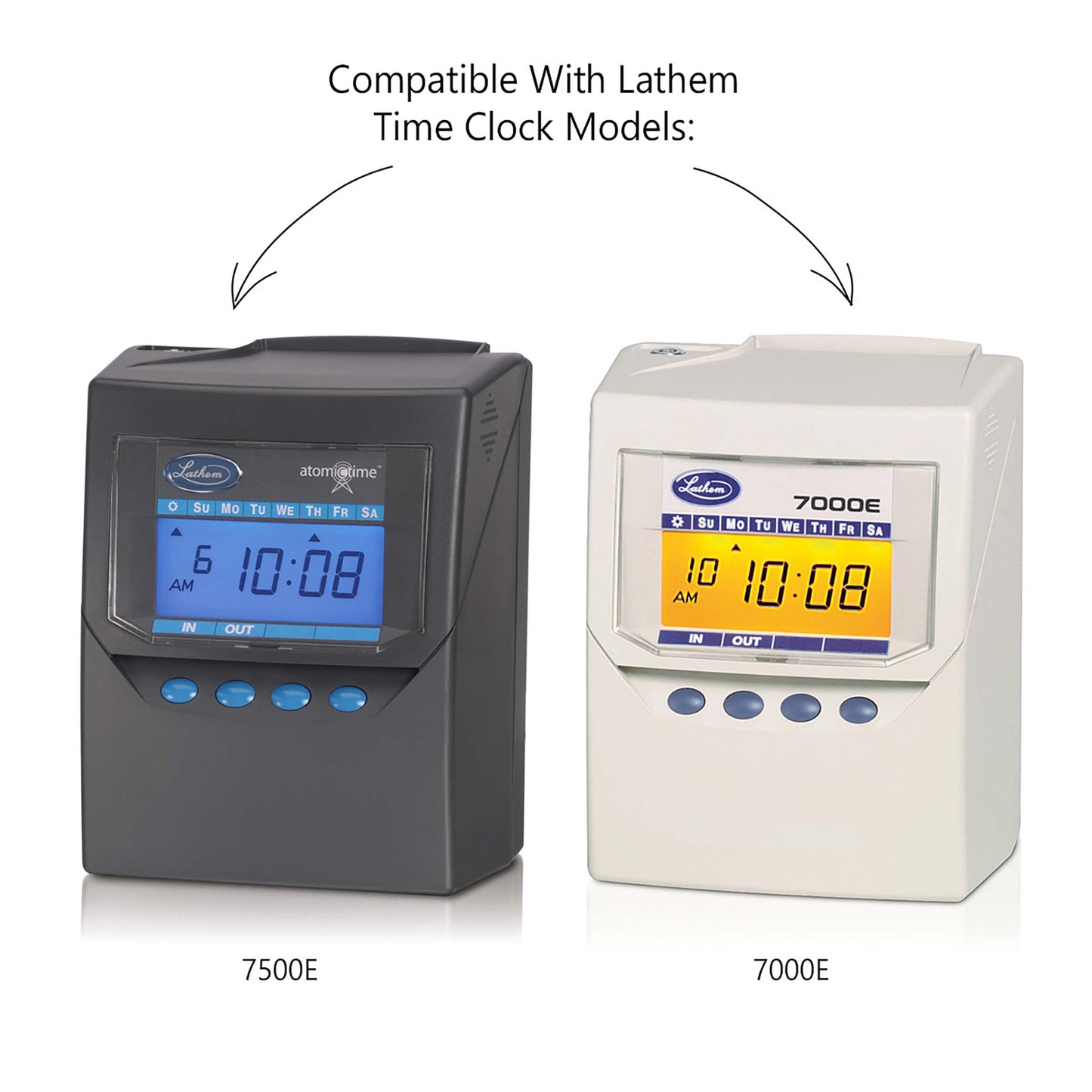 Lathem Universal Payroll/Job Time Cards, Double-Sided, For Lathem 7000E / 7500E Time Clocks, 100 Pack, E79-100, White