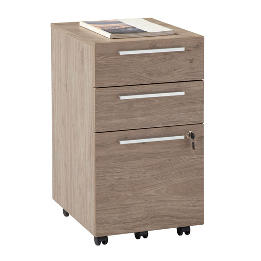 Realspace� Trezza 19" D Vertical 3-Drawer Mobile File Cabinet, Light Oak