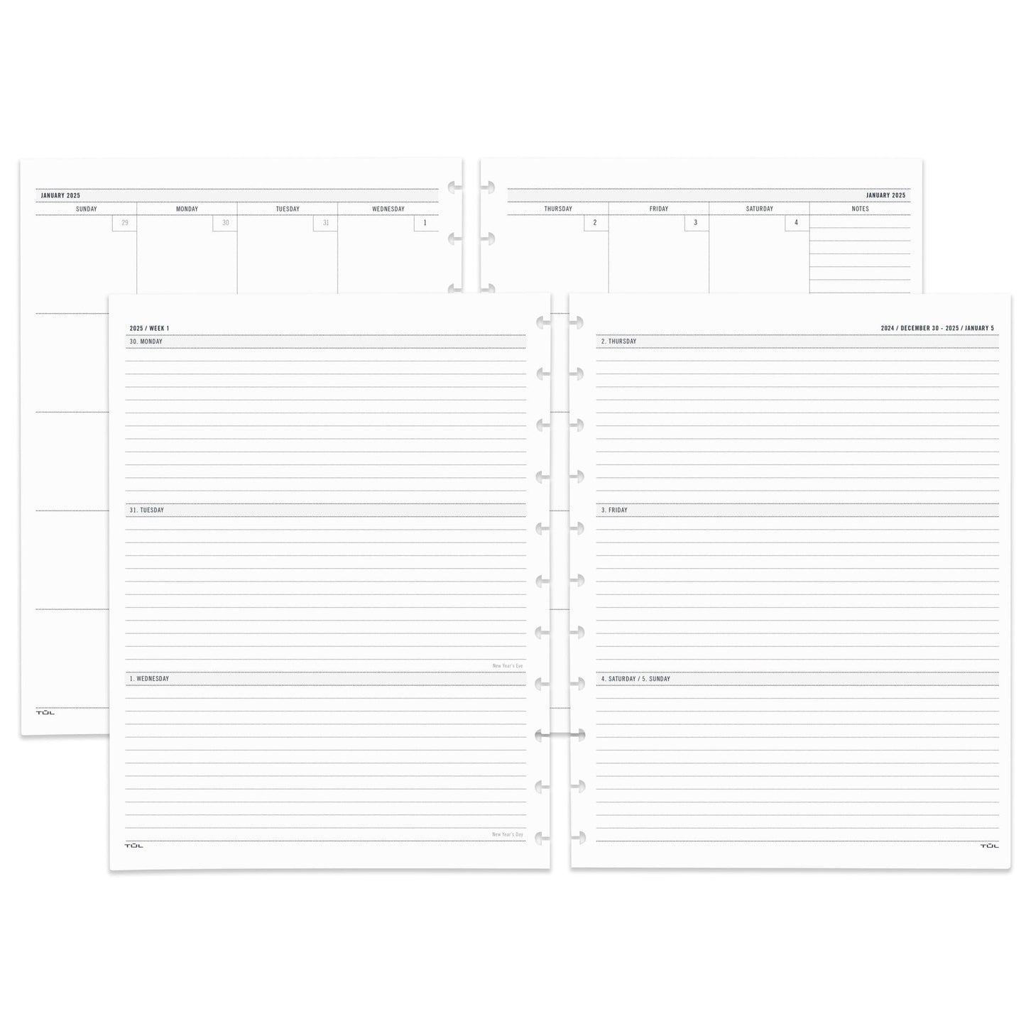 2025 TUL® Discbound Weekly/Monthly Planner Refill Pages, Letter Size, January To December