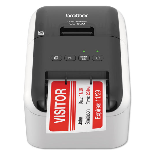 Brother QL-800 High-Speed Professional Label Printer, Lightning Quick Printing, Plug & Label Feature, Brother Genuine DK Pre-Sized Labels, Multi-System Compatible – Black & Red Printing Available