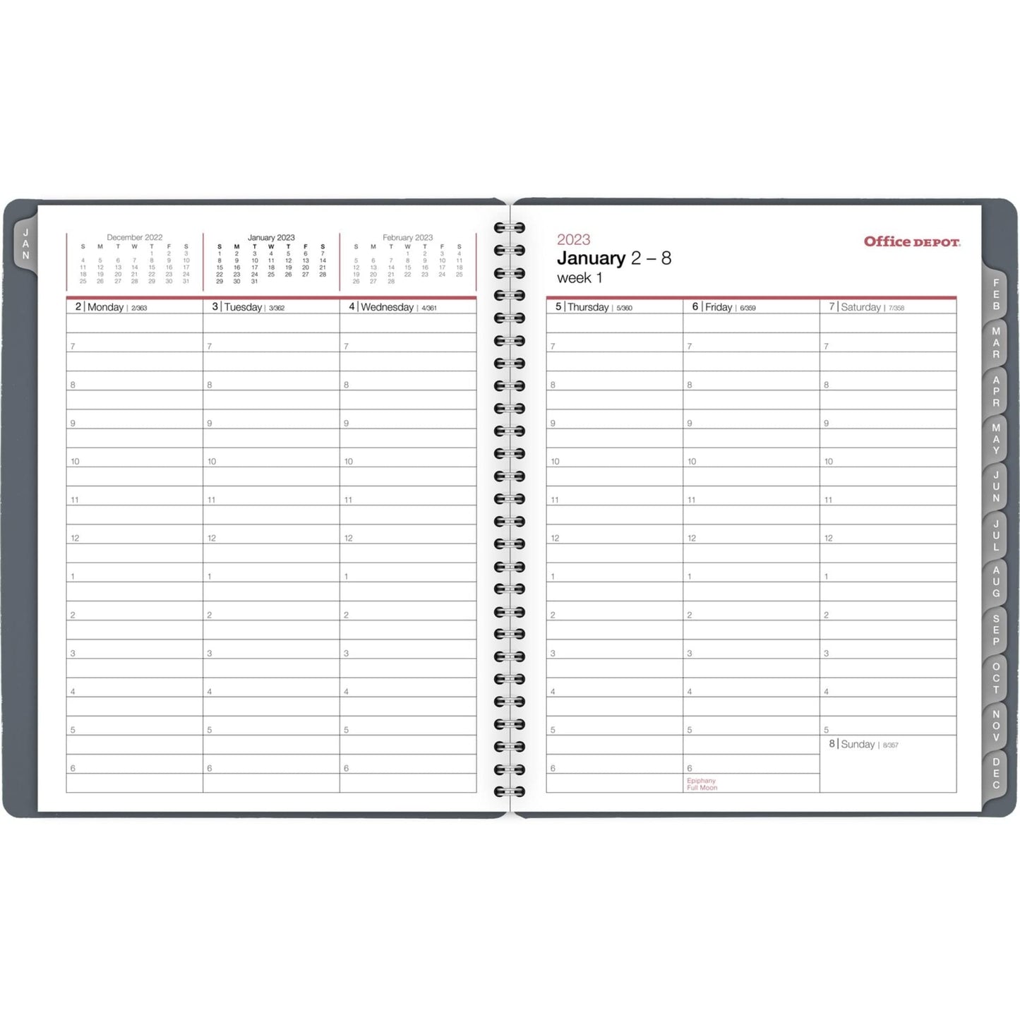 Office Depot� Brand Weekly/Monthly Planner, 7" x 9", Silver, January To December 2023, OD712000