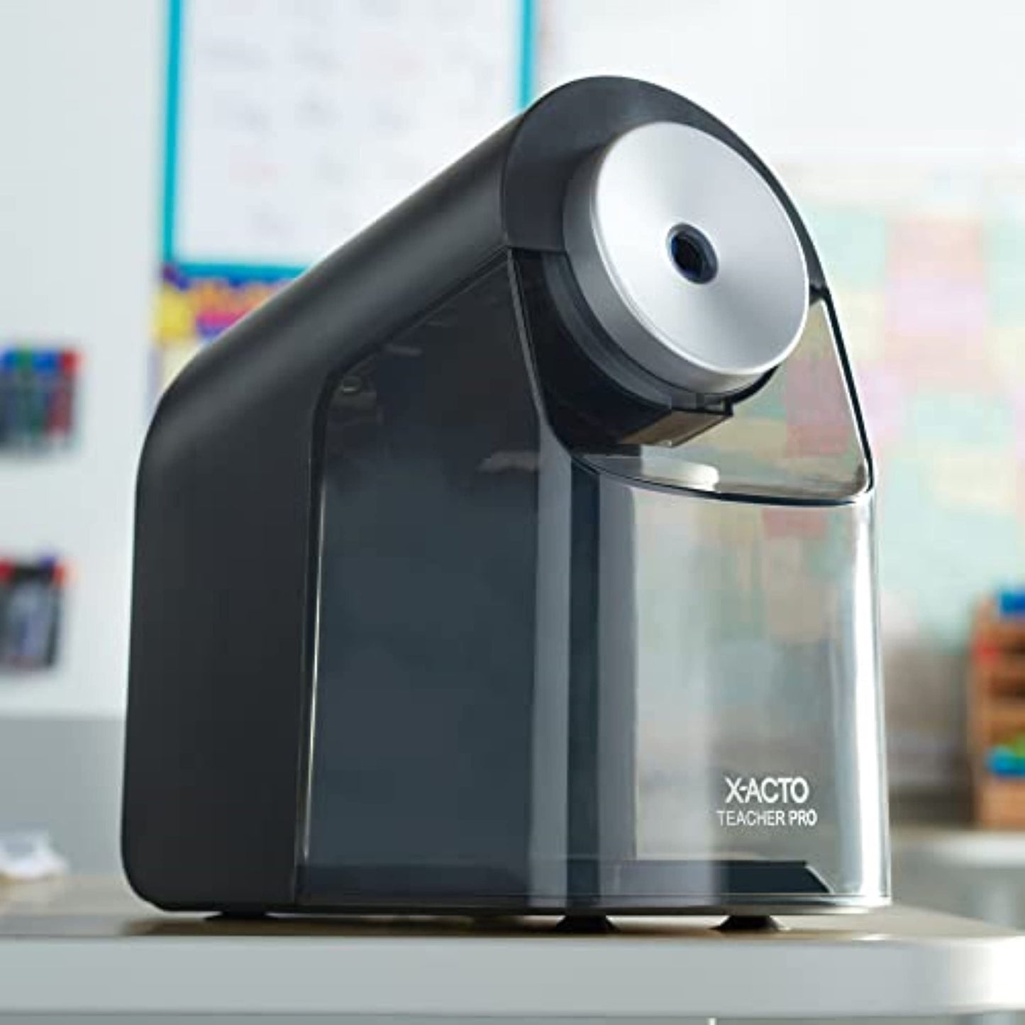 X-ACTO® Pencil Sharpener, Teacher Pro® Electric Pencil Sharpener, With Auto Adjust Dial, SafeStart® Motor, SmartStop®, Black, 1 Count