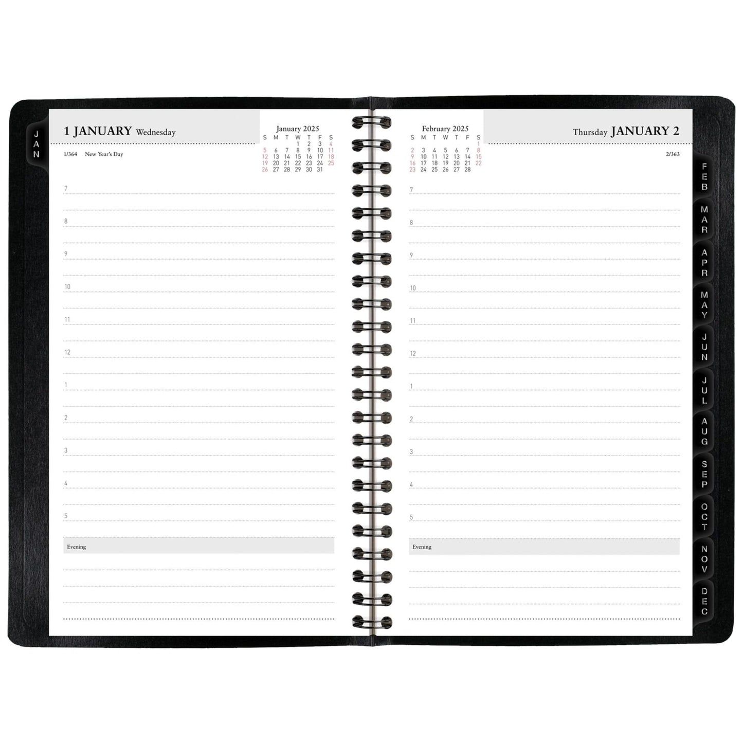 2025 Office Depot Daily Planner, 5" x 8", Black, January To December, OD000100