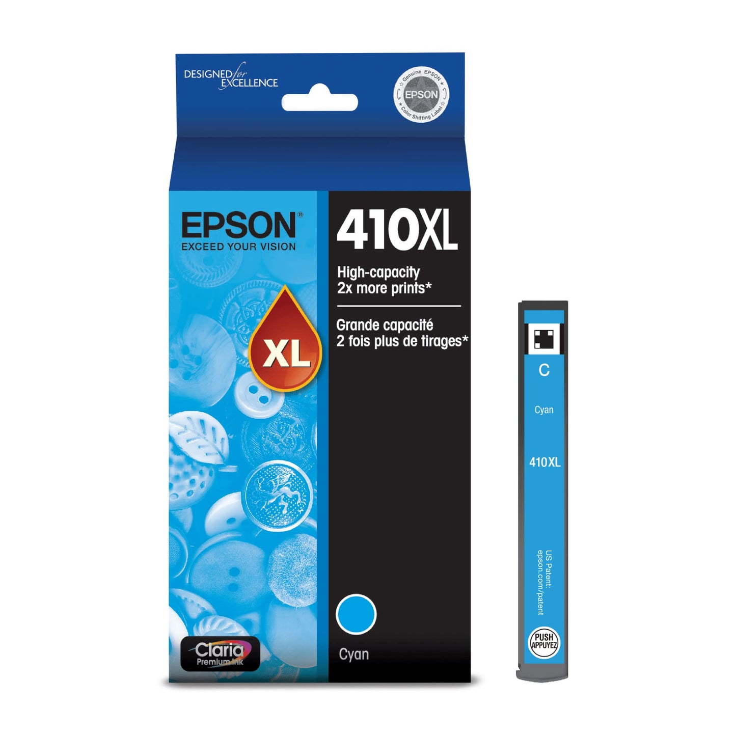 EPSON 410 Claria Premium Ink High Capacity Cyan Cartridge (T410XL220-S) Works with Expression Premium XP-530, XP-630, XP-640, XP-7100, XP-830